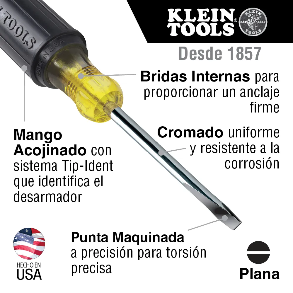 Desarmador de punta cabinet de 0,6 cm de alta resistencia con barra redonda de 15 cm